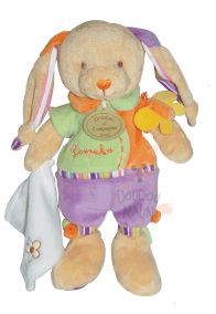  baby comforter loupichou rabbit rattle orange purple yellow green 